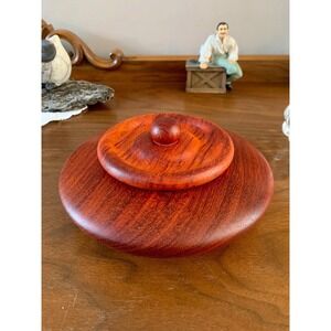 Padauk Wood Turned Bowl With Lid Handmade Centrepiece 7"